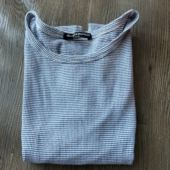 Brandy Melville Blue & White Checkered Tee - Picture 3 of 5